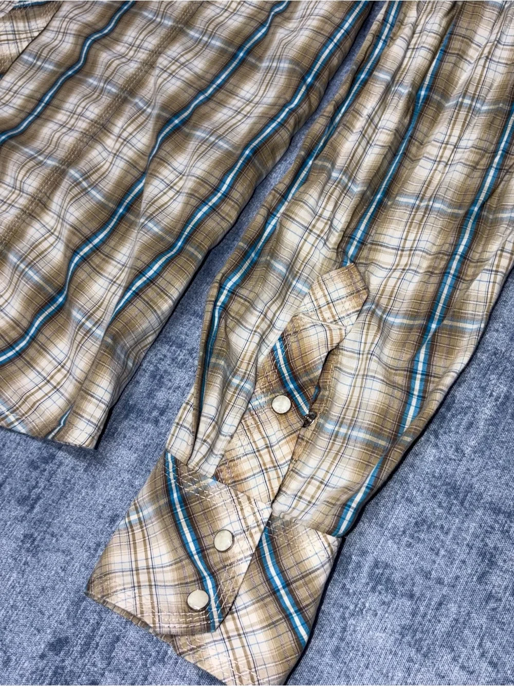 True Religion Pearl Snap Western Plaid Long Sleeve Pockets Mens XXXL Shirt